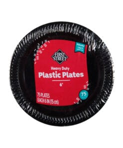 Platos de plástico negro 6" First Street