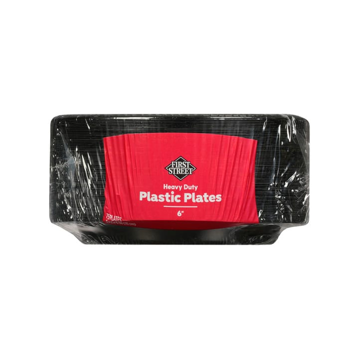 Platos de plástico negro 6" First Street - Image 2