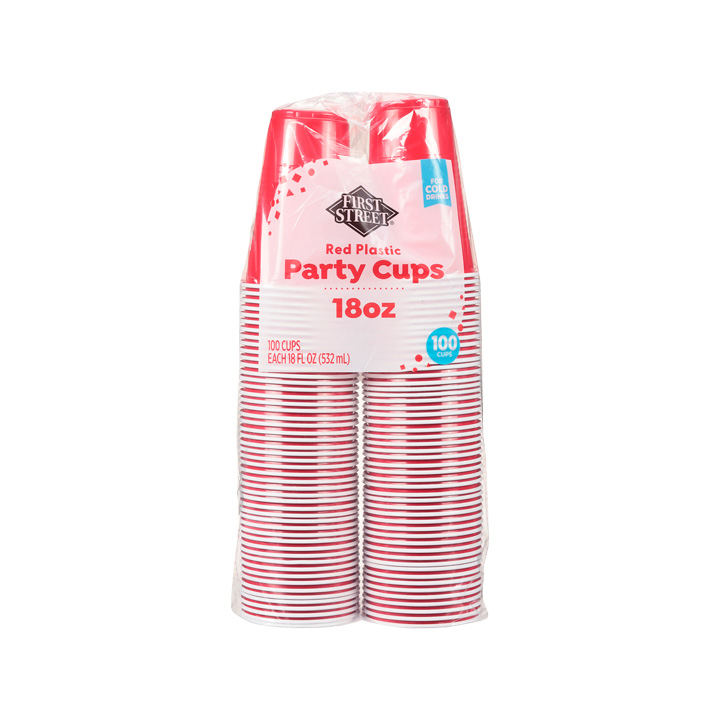 Vasos de plástico rojo 18 oz First Street
